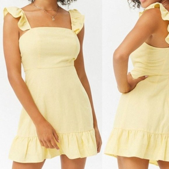 Dresses & Skirts - Linen Blend Ruffle Dress